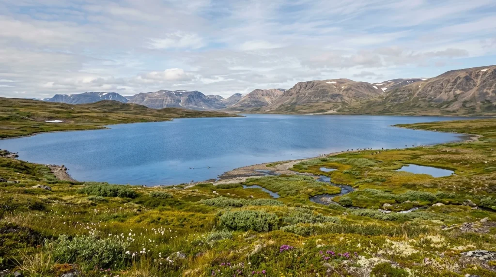 High Arctic tundra lake habitat where Yellow-billed Loons build their nests.